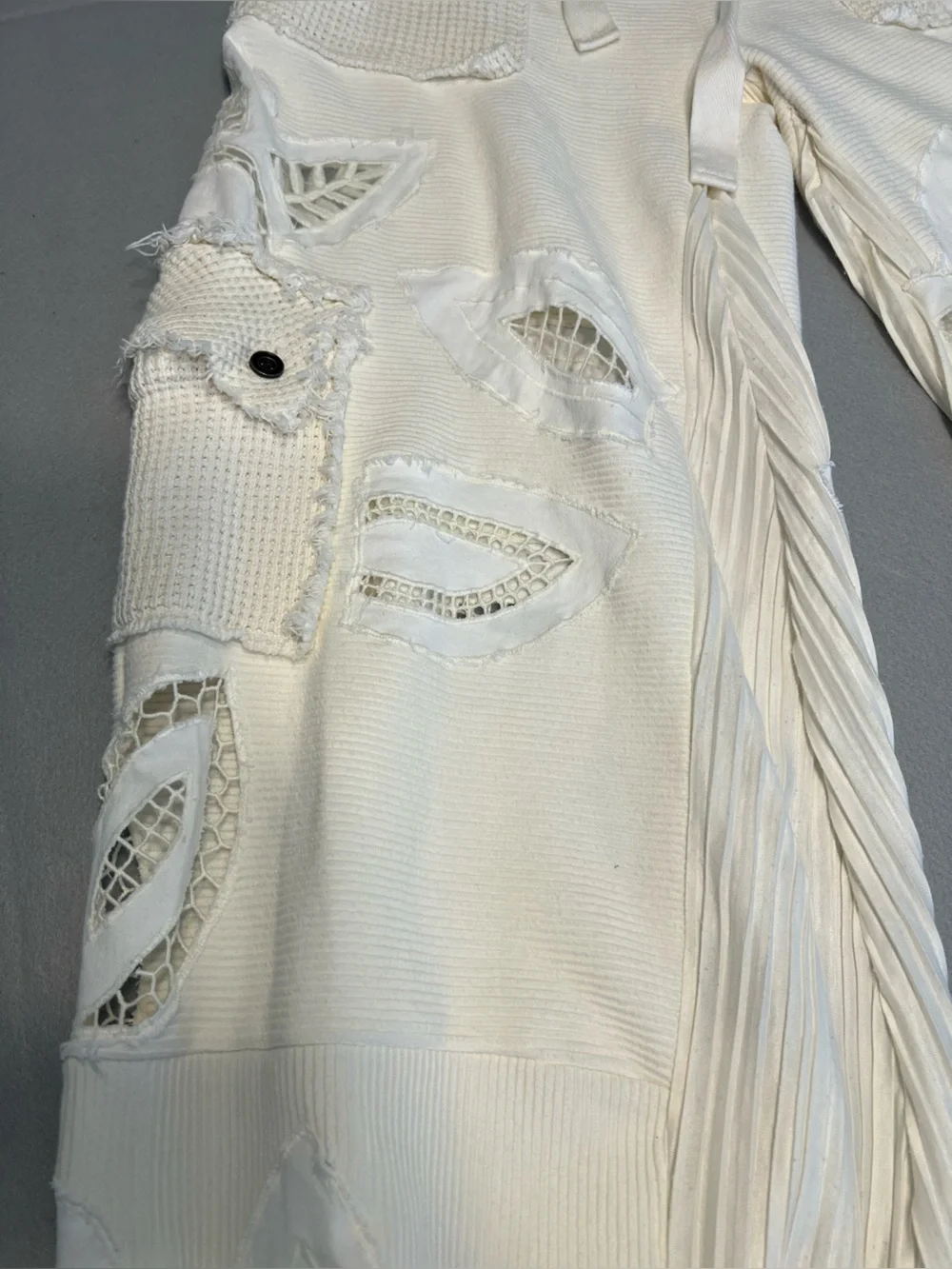 Free People Womens White Ribbed Cotton Jogger Pants Drawstring Pockets Lace S